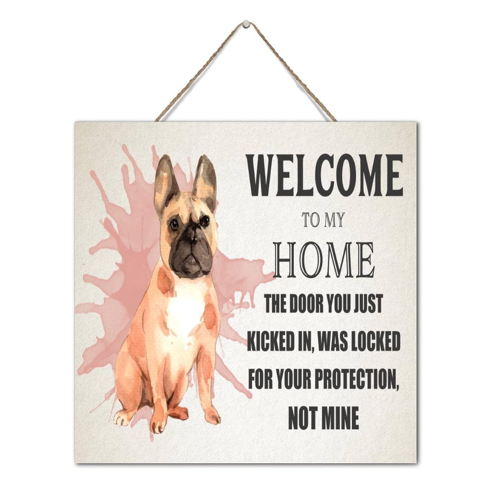 Panneau en bois Welcome To My Home moderne carré 30x30 cm pour décoration de bureau