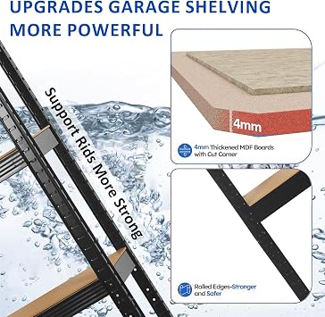 Garage Shelving Units,5 Tier Shelving Unit Garage Shelves Storage Shelf Heavy Duty Shed Storage Racking Shelf Metal Boltless for Warehouse Workshop Office (Black, 70X30X150)