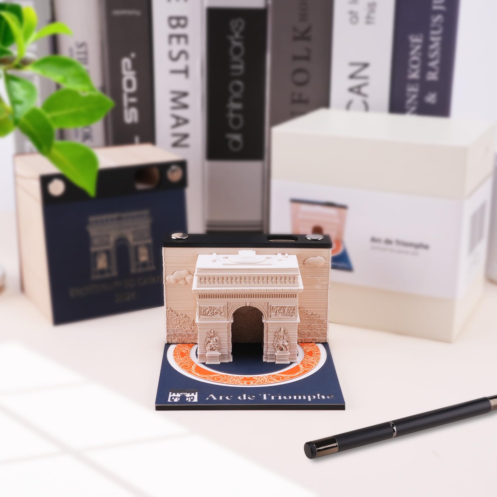 Calendario 3D 2026 - Arco di Trionfo di Parigi | Il tuo calendario artigianale personalizzato con modello di carta 3D | Decorazione per ufficio originale & Incantevole decorazione invernale