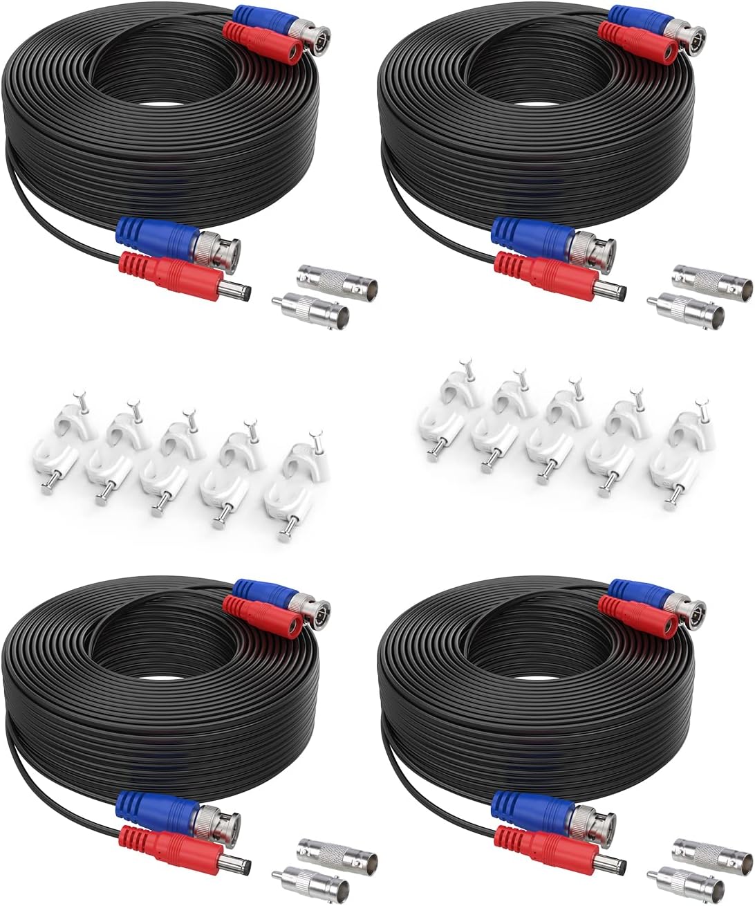SANNCE4 x 30 m/100FT HD Multifunctional Video Surveillance Cable Analog Camera DVR CCTV BNC RCA DC Power CCTV System Black Color