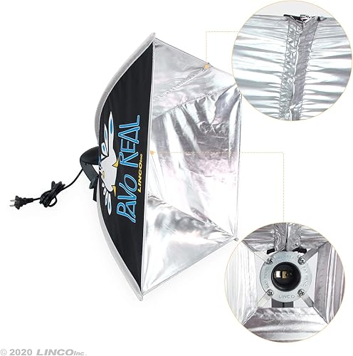 Miniatura 8 de LINCO Lincostore AM270 - Kit de iluminación de estudio para fotografía fotográfica continua, 16 x 16 pulgadas, con 2 bombillas de retrato