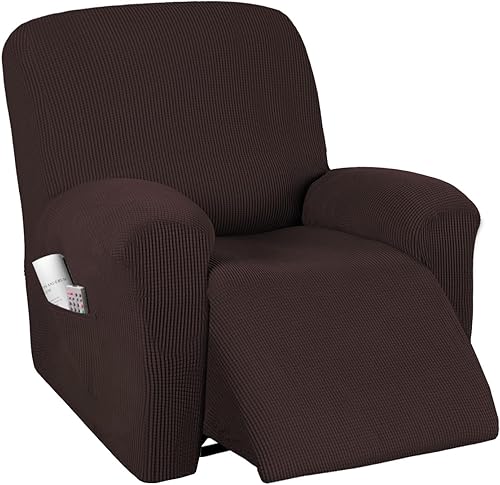 Miniatura 51 de PrinceDeco Funda para silla reclinable, elástica, 1 pieza, protector de muebles con parte inferior elástica para silla con bolsillo lateral, funda