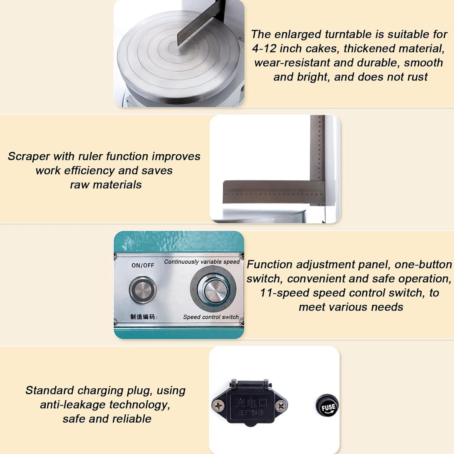 Qiang Automatique D'épandeur Décoration Crème Niveleur,4-12 Pouces Réglable Gâteau Grattoir Crème Spatule Outil De Cuisson Edges Lisseur Machine Glaçage Plateau Tournant 36Cm,Pink