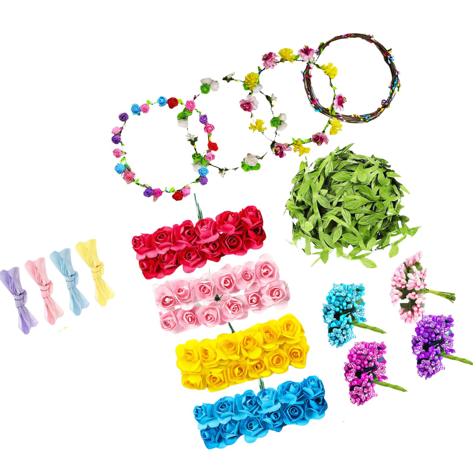 Elnwnnkc Supply Pack with Wreath Bases, EVA Flower Supplies and Ribbon Pieces for Home Decor Projects and Classes Floral Arranging Project Wreath Activity Decorative Pack Home Accent Maker