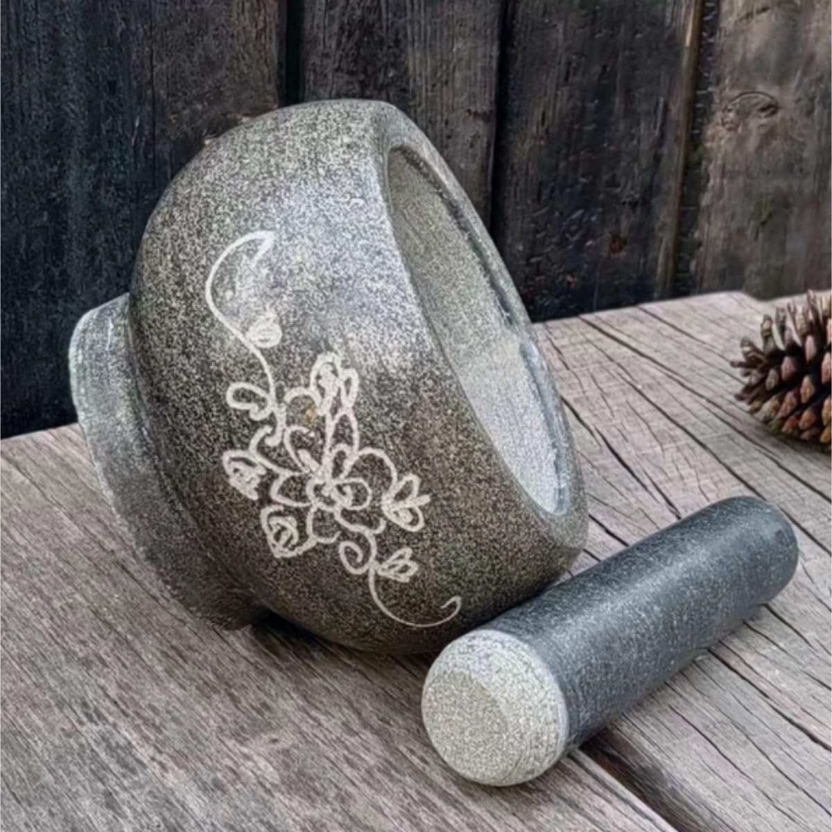 Zestaw Moździerza Tłuczka Moździerz Bluestone Tłuczek Do Czosnku Domowy Młynek Kuchenny Kuchenny(20x12cm)