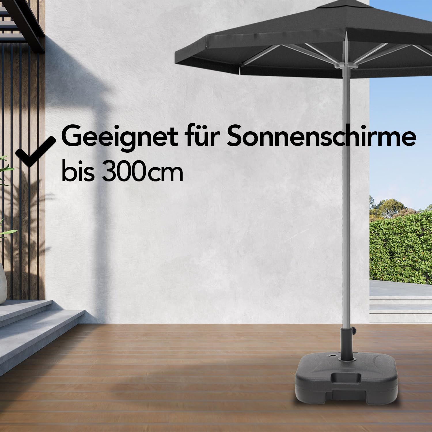 Brixy Stabiler Parasolvoet zum Befüllen bis 40 kg, Kompakter Schirmständer aus wetterfestem Kunststoff, Anthrazit