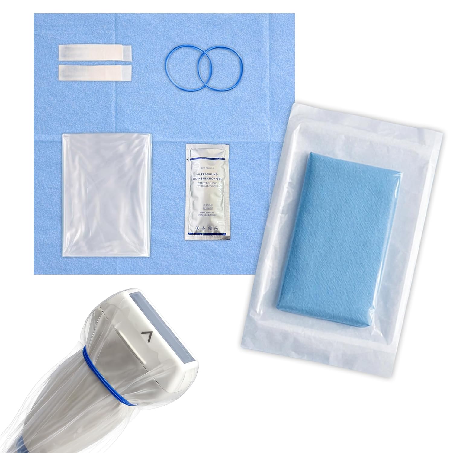 Ultrasound Probe Cover - Transducer Cover Latex-Free Sterile Disposable Large Clear, 6" x 32", Individual Packaging (25 pcs)