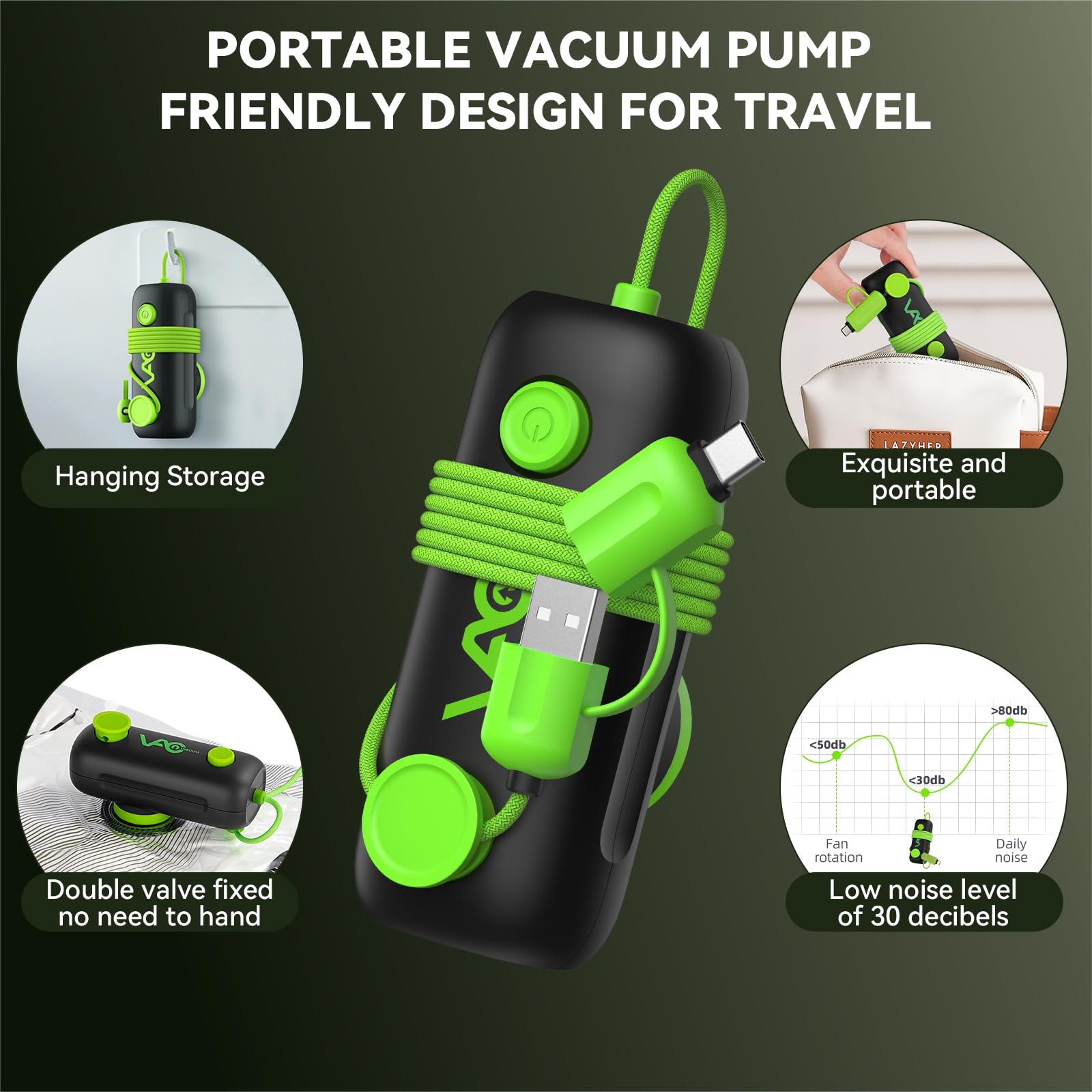 Bolsas de vacío para viajes, bomba eléctrica USB, paquete de 15 bolsas de sellado al vacío de tamaño de mano para ropa, bolsas de almacenamiento al vacío que ahorran espacio para equipaje