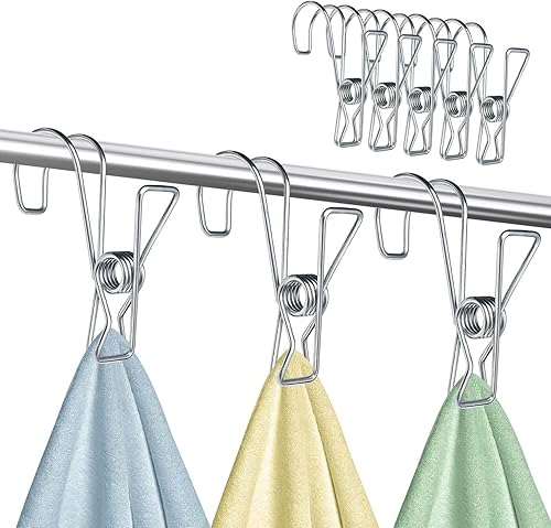 30 clips de gancho de cola corta de acero inoxidable 304 con gancho clips universales colgantes pinzas multifuncionales resistentes para la ropa