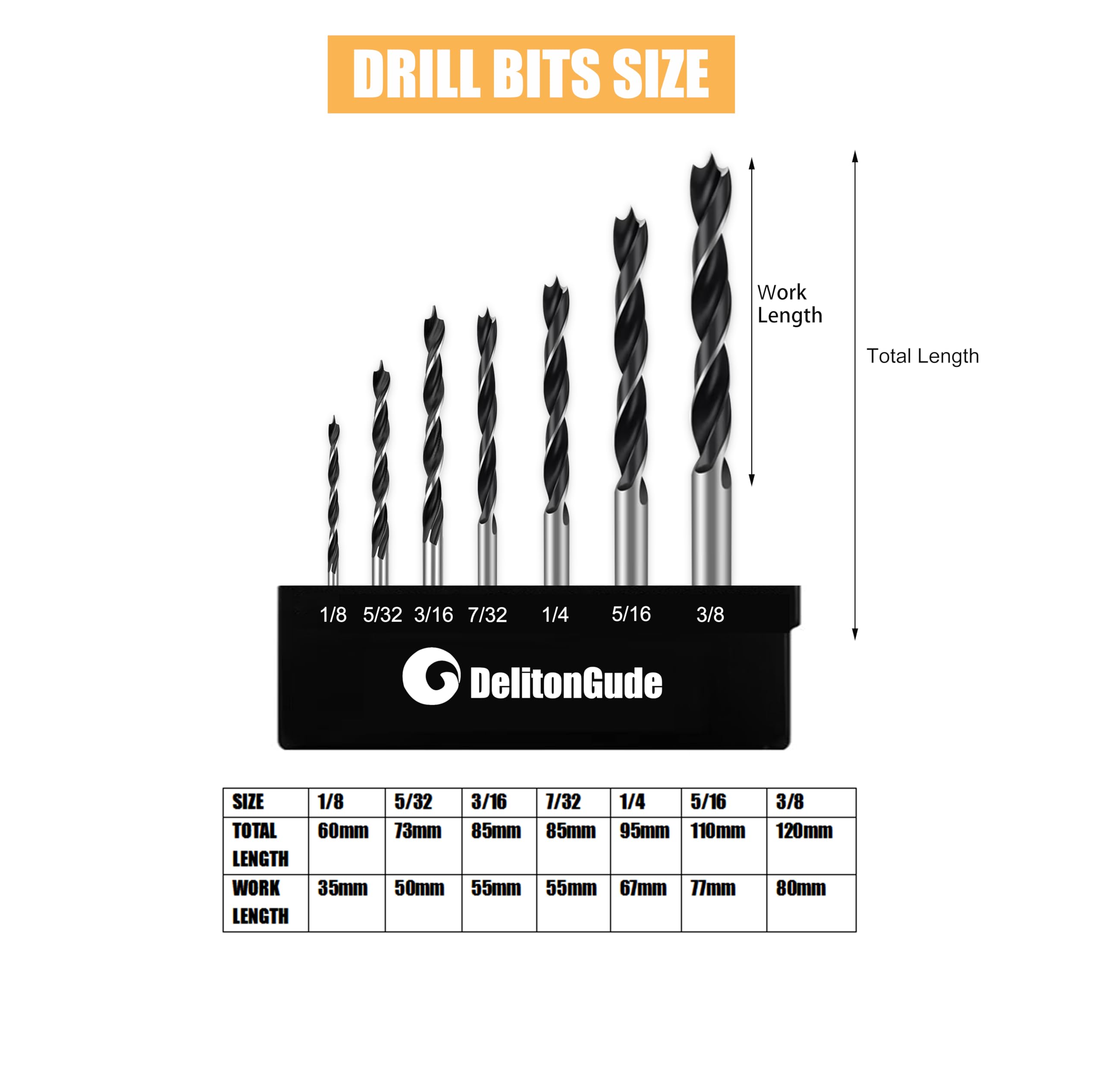 7 Pcs Brad Point Drill Bits - Woodworking -3