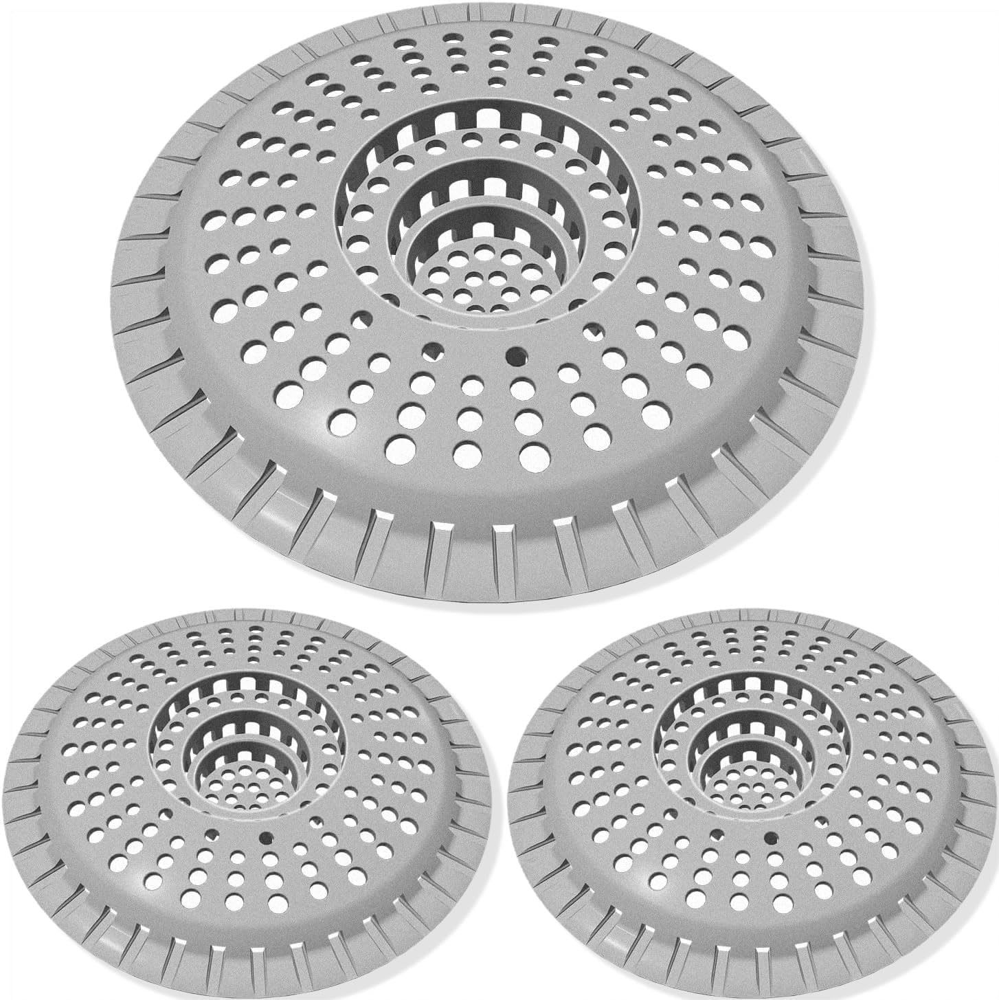 3 Pack Bathroom Sink Drain Strainer, Hair Catcher Shower Drain, Shower Drain Cover, Bathtub Hair Catcher, Silicone Tub Hair Trap Stopper Accessories, Kitchen Sink Garbage Plug Bathroom Necessities