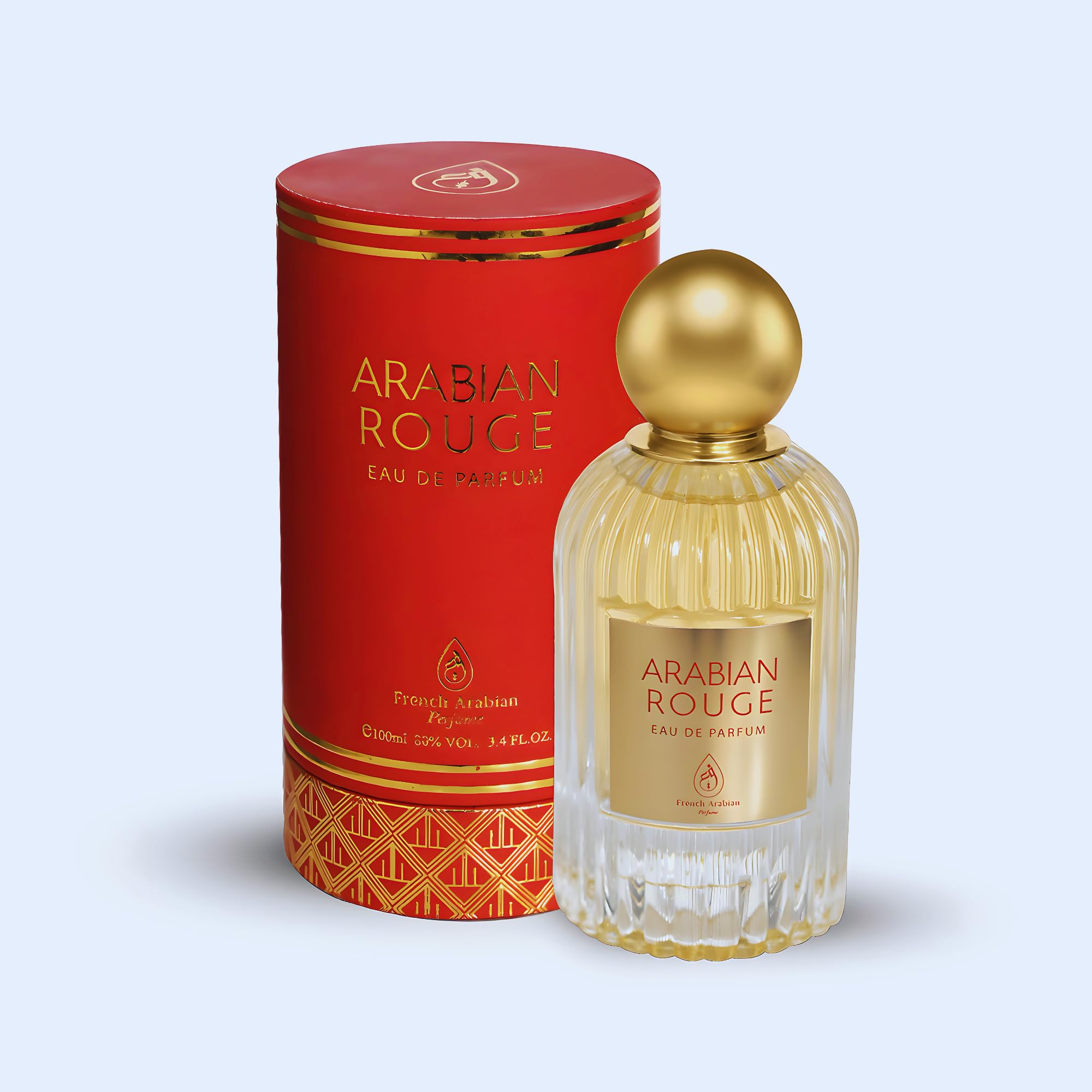 Arabian Rouge 100 ml Eau de Parfum by French Arabian Perfumes | Unisex Luxury Fragrance Spray | Violet Laotian Oud Bulgarian Rose Turkish Rose Amber Vanilla Long-Lasting Perfume for Men and Women