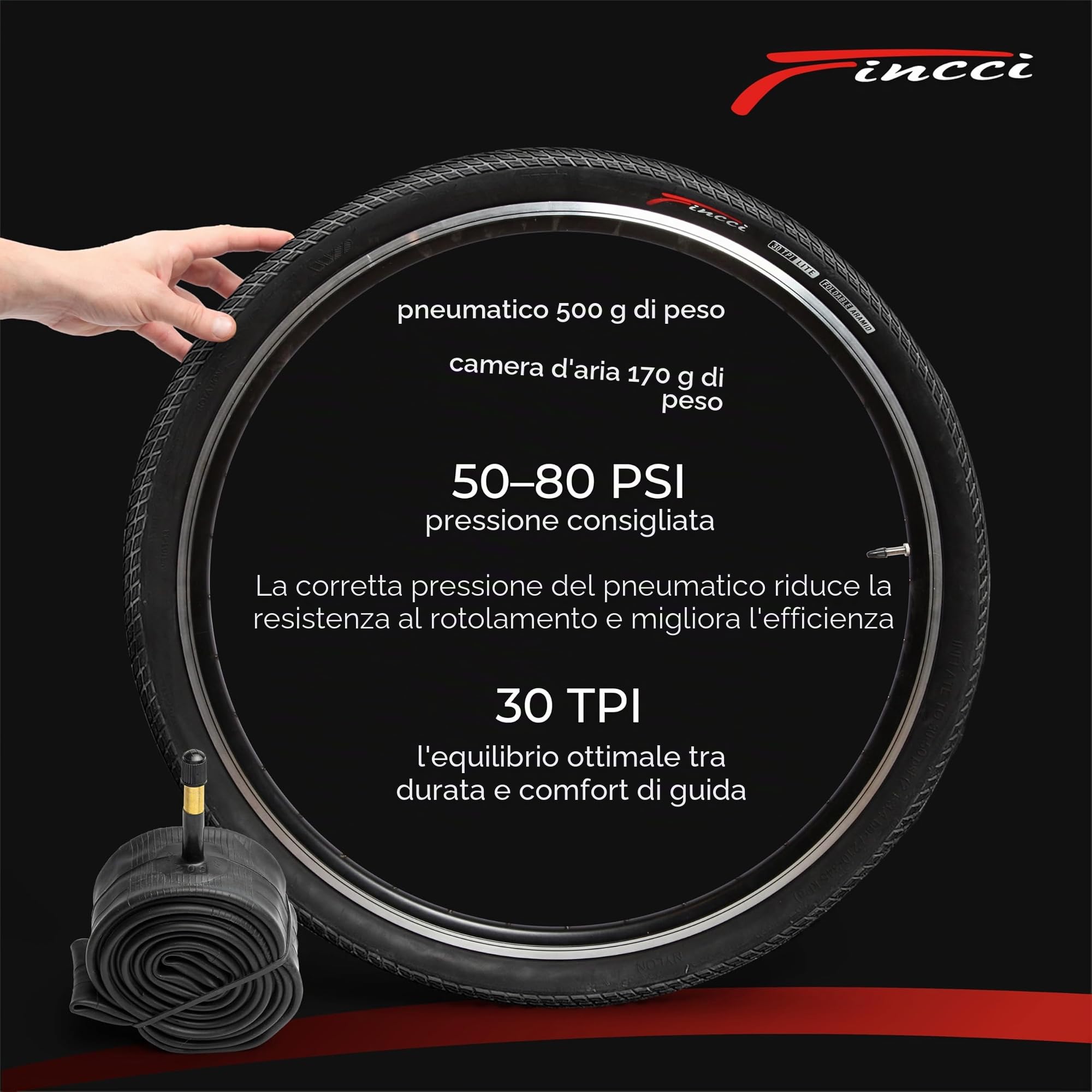 Fincci Copertone Bici 700x35c 37-622 Pieghevole con Protezione Lv3 30TPI | Copertone 37-622 con Protezione Lv3 Nylon Anti-Foratura e Pressione 50-80 PSI per Pneumatici Bici 28 700 x 35c - Set da 2