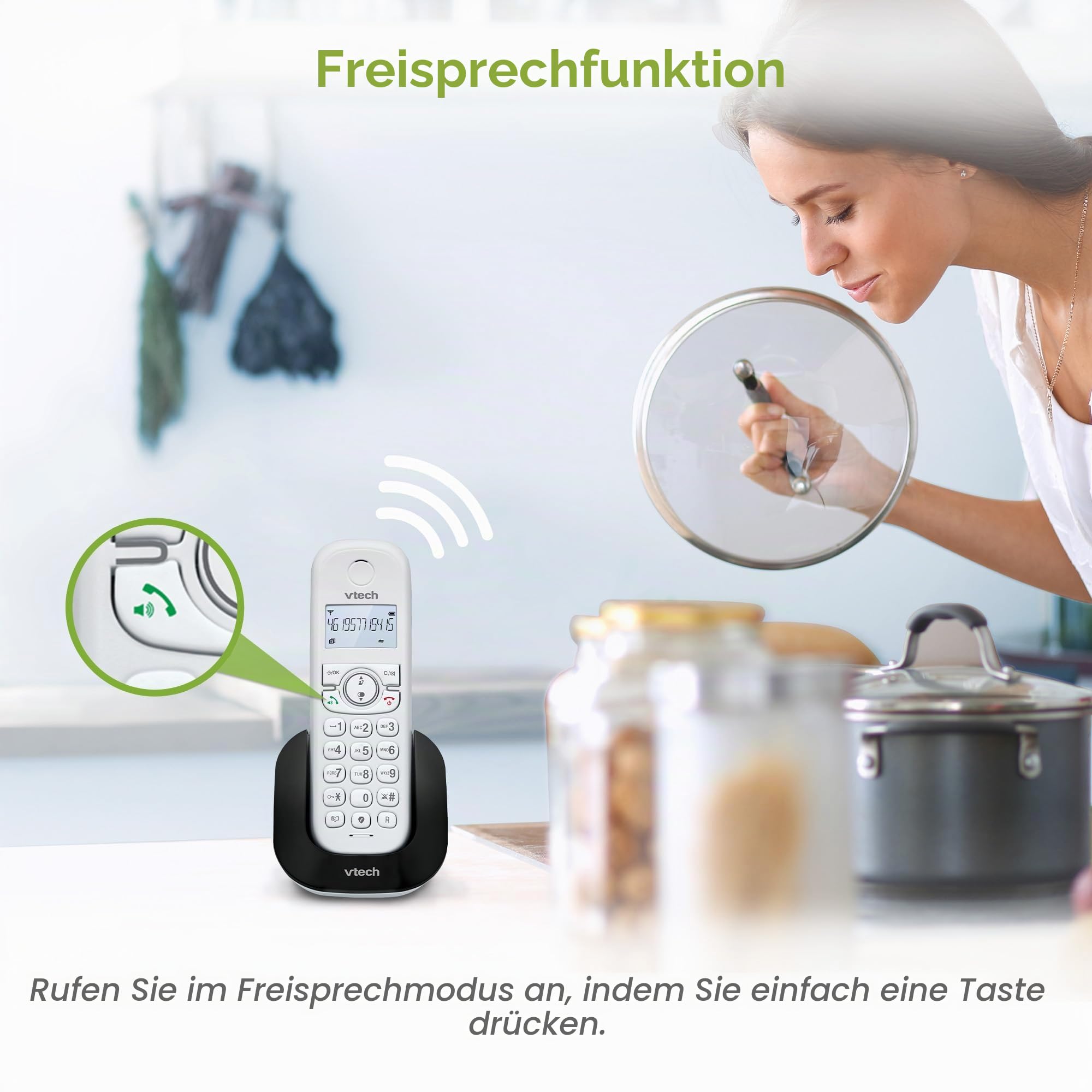 (Französische Fassung) VTech CS1501 Schnurloses DECT-Telefon mit Zwei Mobilteilen, Anrufsperre, Anruferkennung/Anklopfen, Freisprecheinrichtung, beleuchtetem Display und beleuchteter Tastatur