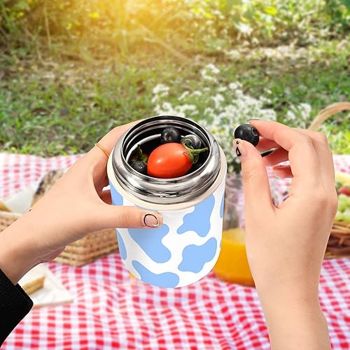 Miniatura 5 de MCHIVER Cow Spots Food Jar with Spoon Stainless Steel Vacuum Insulated Food Container 17 oz Food Thermos for Adults