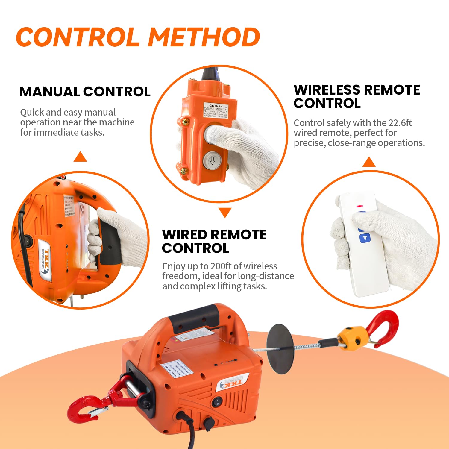 3-in-1 Electric Hoist Winch 1500W Powerful Portable 120V Winch with 1100Lbs Loading Capacity, 16 ft/min Lift Speed, 25ft Lifting Height – Perfect for Garages, Warehouses, and Factories