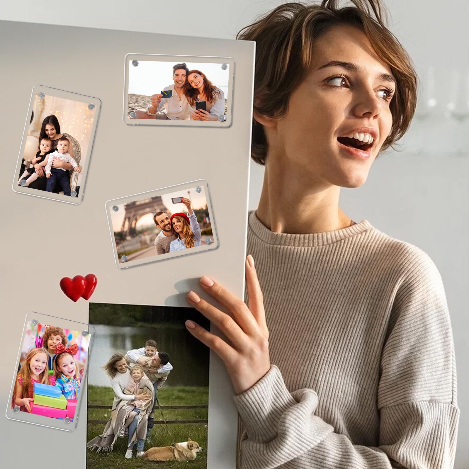 Acrylic Fridge Magnetic Frame, Acrylic Photo Picture Frames Double Sided Magnet Picture Frames for Fridge Clear Picture Display Frame 3.54x2.36 inches (6 pack)