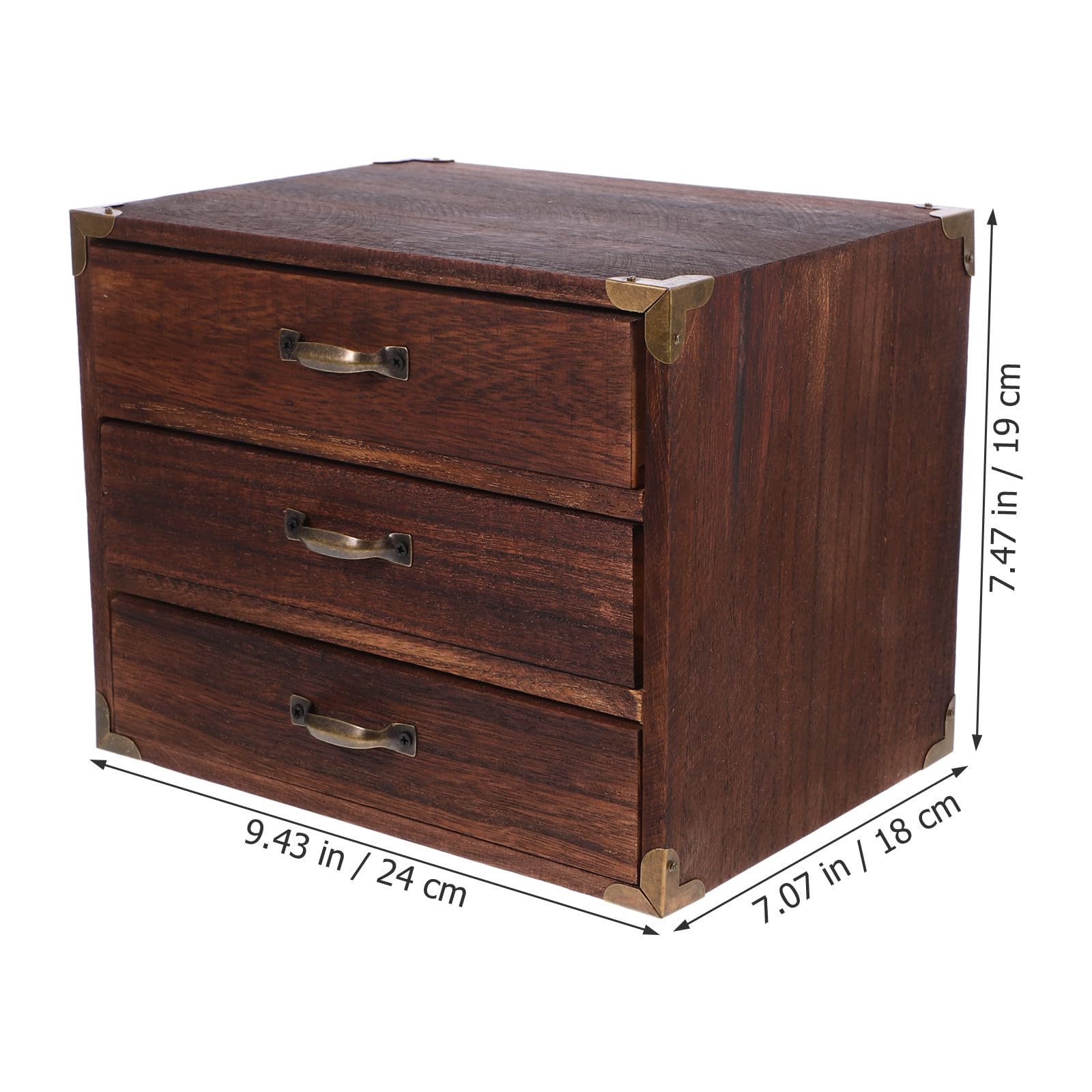 Holz Schreibtisch Organizer mit Schubladen Vintage Kaffee | Zwei oder Drei Auszüge, Praktische Aufbewahrungsbox für Home Office und Wohnung, Viel Platz