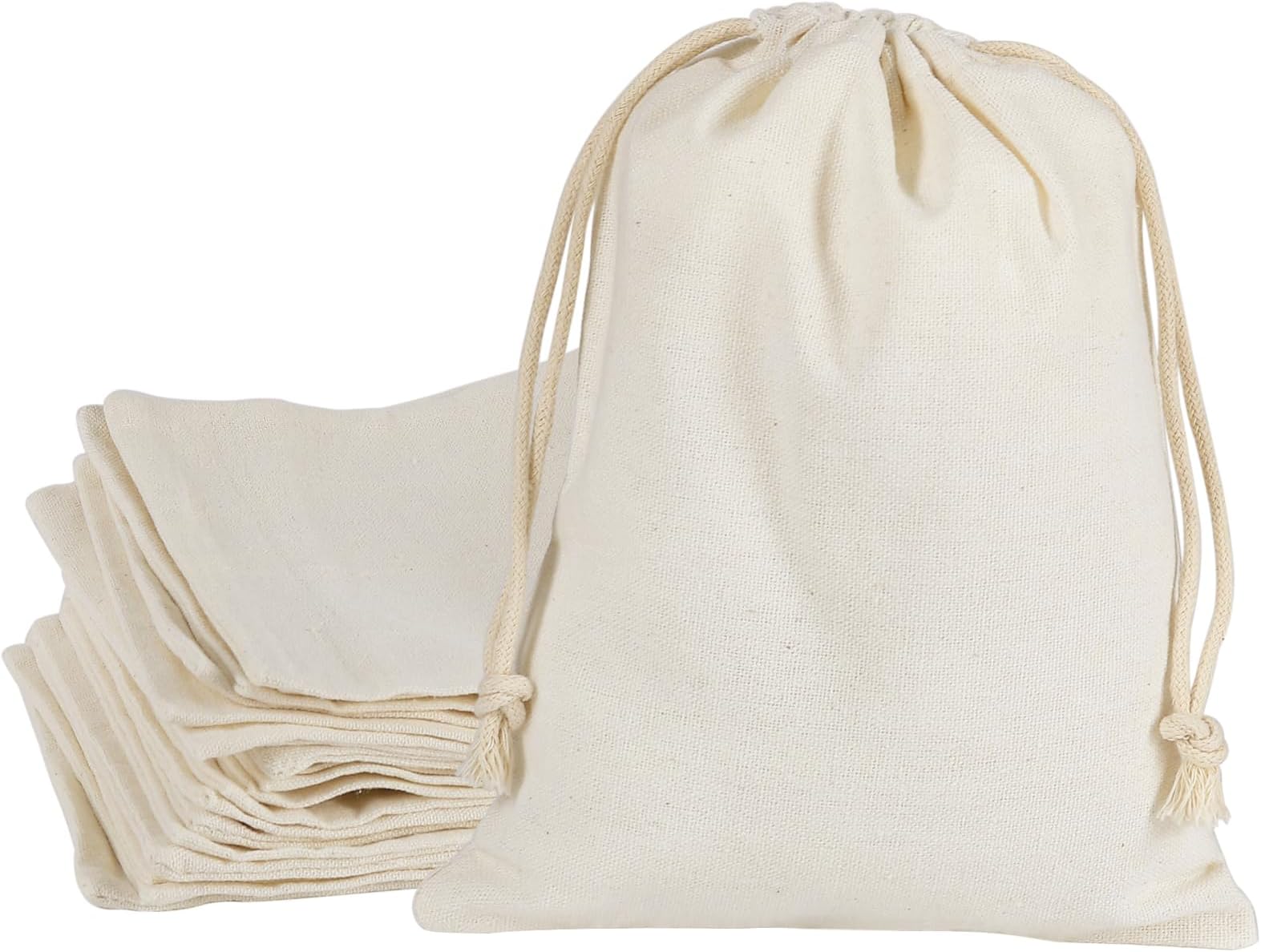 HRX Package 20pcs Muslin Bags 6x8 inches, Cotton Drawstring Bag Fabric Gift Pouches Sachet for Jewelry Party Favors Wrapping DIY