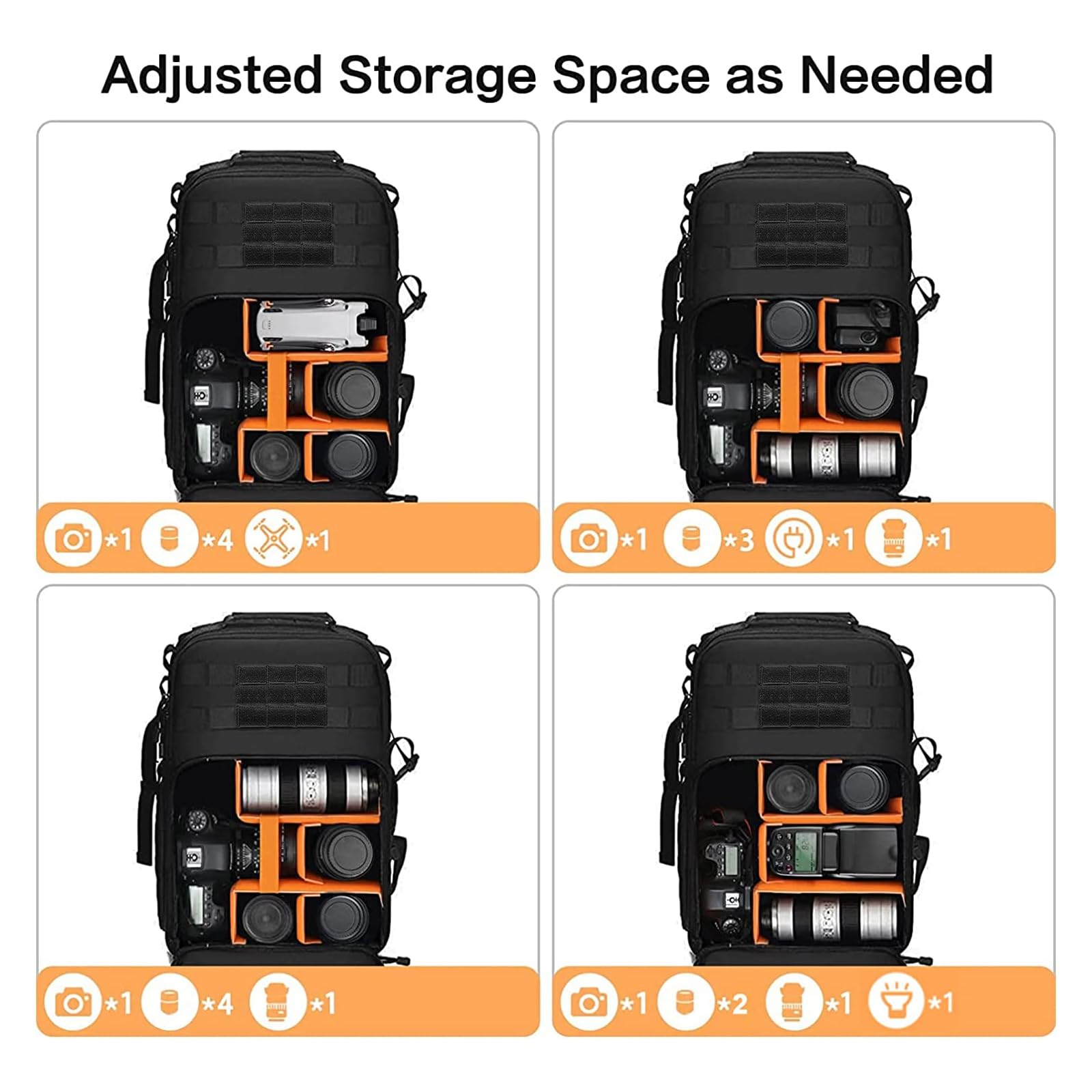 MOSISO Zaino Per Fotocamera,DSLR/SLR/Mirrorless Borsa per Fotografia Fotografica Tattica Supporto Per Treppiede E Scomparto Laptop Compatibile Con Canon/Nikon/Sony/DJI Mavic Drone,Nero