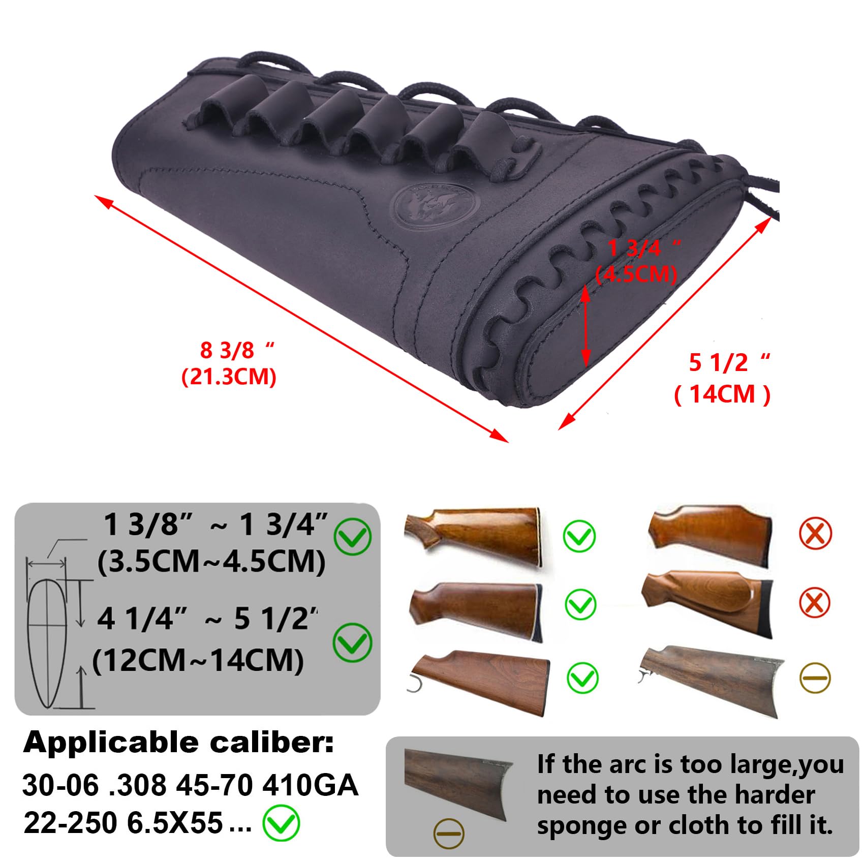 Tourbon Buttstock En Cuir Calibre .30-30 .30-06 .308win .223 .45-70