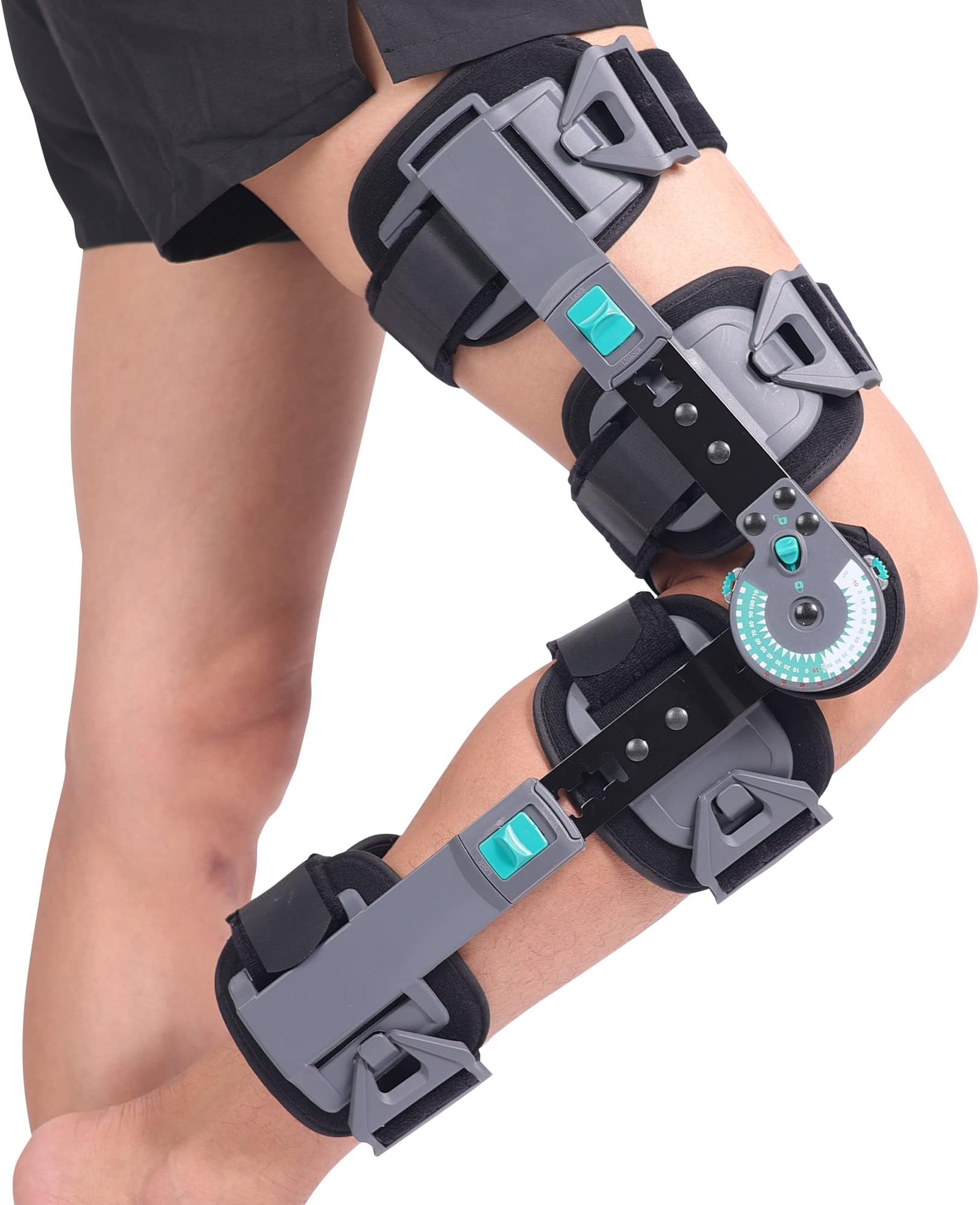Hinged Knee Brace, ROM Adjustable Post Op Support for ACL MCL PCL Recovery, Professional Knee Immobilizer for Meniscus Tear, Arthritis and Injury Rehabilitation, Universal Size for Left and Right Leg
