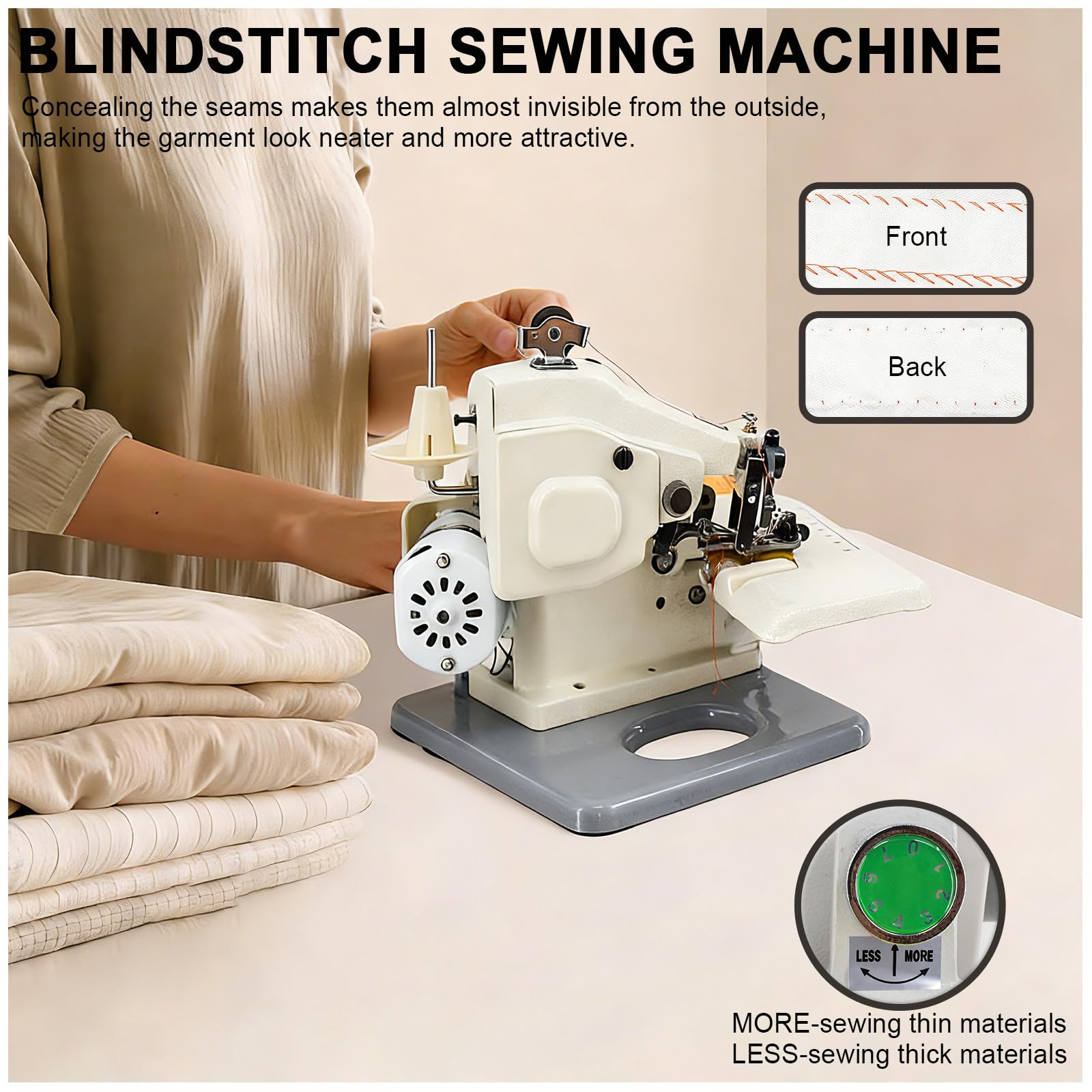 Máquina de Coser portátil de Punto Invisible, 1250 Puntadas por Minuto, dobladilladora Invisible con función de Puntada saltada, máquina de Coser eléctrica para Tiendas de arreglos/hogar.