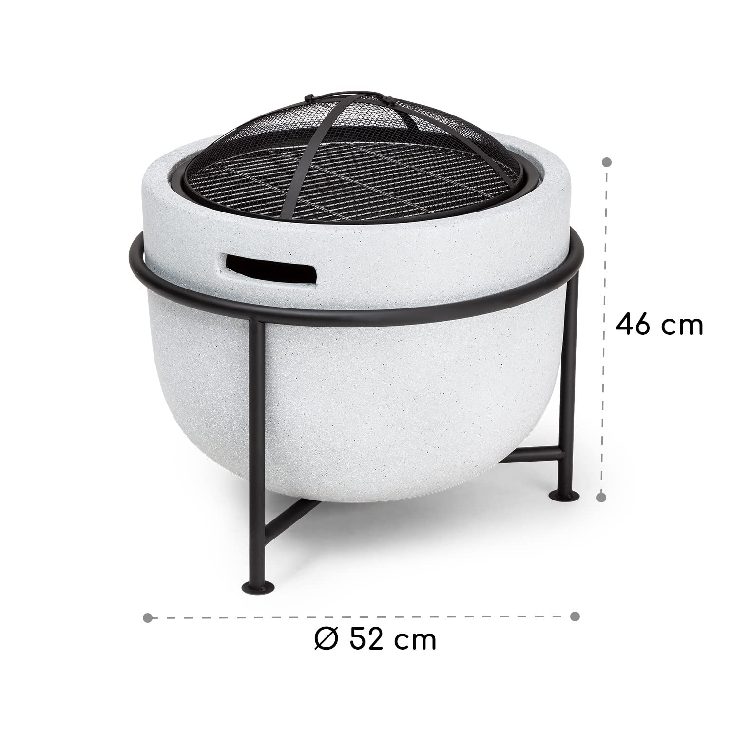 Blumfeldt Brasero Exterior con Parrilla, Barbacoa Portatil, Estufas para Exteriores Jardín con Protector de Chispas y Base de Acero, Estufa Exterior para Jardín, Terraza, Patio y BBQ 52 x 46 x 52 cm