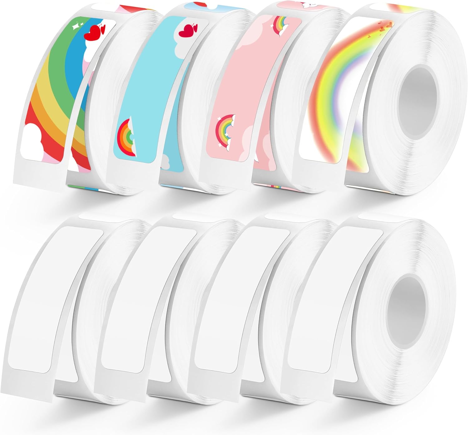 1280pcs MIARALA Iridescent Rainbow D30 Label Tape 12mm×40mm(0.47"x1.57"), D30 Label Maker Tape Self-Adhesive Label Tape for D30 Printer, 8 Rolls