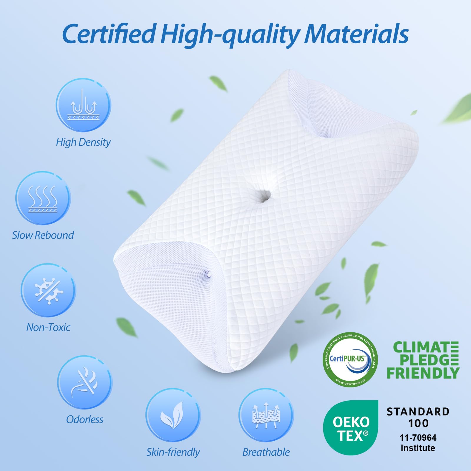 HOMCA Cuscino CPAP, Cuscino Cervicale Ergonomico in Memory Foam per Tutte le Maschere CPAP, Riduce le Perdite D'aria e la Pressione Della Maschera, Bianco, 65x40x9/11cm