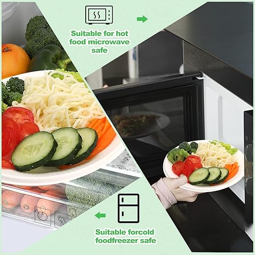 Miniatura 4 de Paquete de 200 platos biodegradables desechables ecológicos – Platos de papel 100% compostables resistentes para fiestas, picnic (7 pulgadas)