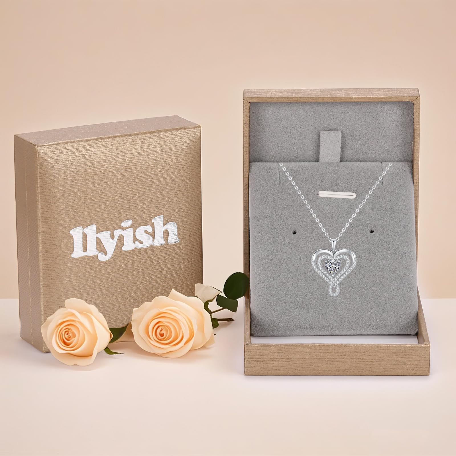 Collana Donna Argento Sterling 925 con Infinito Ciondolo Doppio Cuore Gioielli Regalo Donna Mamma Fidanzata Compleanno San Valentino Natale Anniversario Festa Della