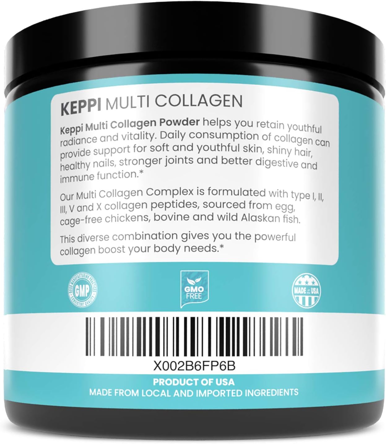 Keppi Multi Collagen Protein Powder Multi Collagen Hydrolyzed Collagen Peptides Types I, II, III, V, X. Multi Collagen Protein Promotes Healthy Joints and Gut. 10.45oz 38 Servings