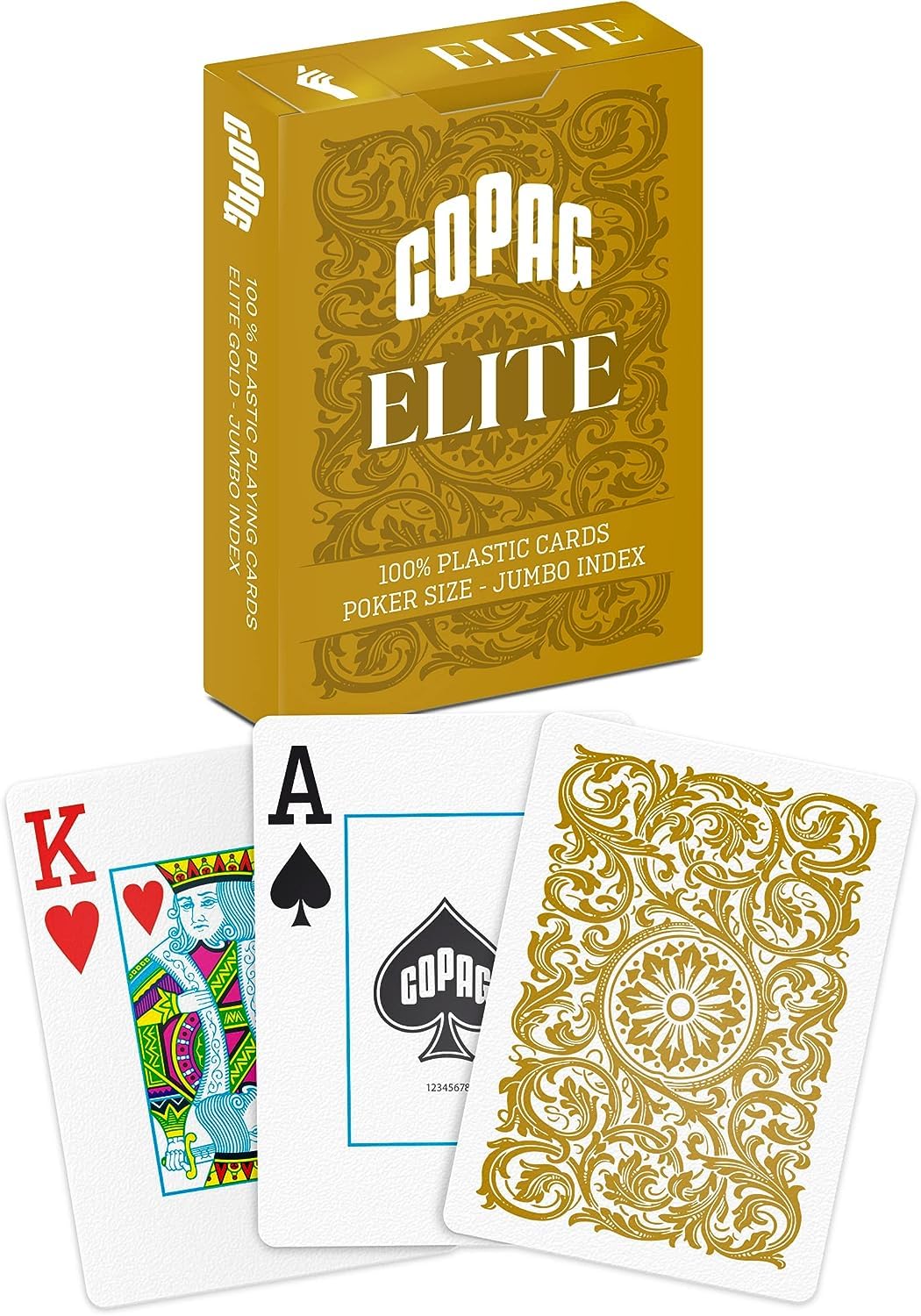 POK3R STUFF INDIA Poker Stuff India 100% Plastic Playing Cards, Poker Size Jumbo Index Single Deck (Gold)
