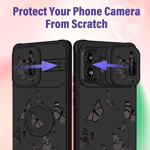 Miniatura 4 de Funda 2 en 1 para Motorola Edge Plus 2023 con diseño de mariposas para mujeres, linda funda de teléfono para niñas, diseño de mariposas negras con