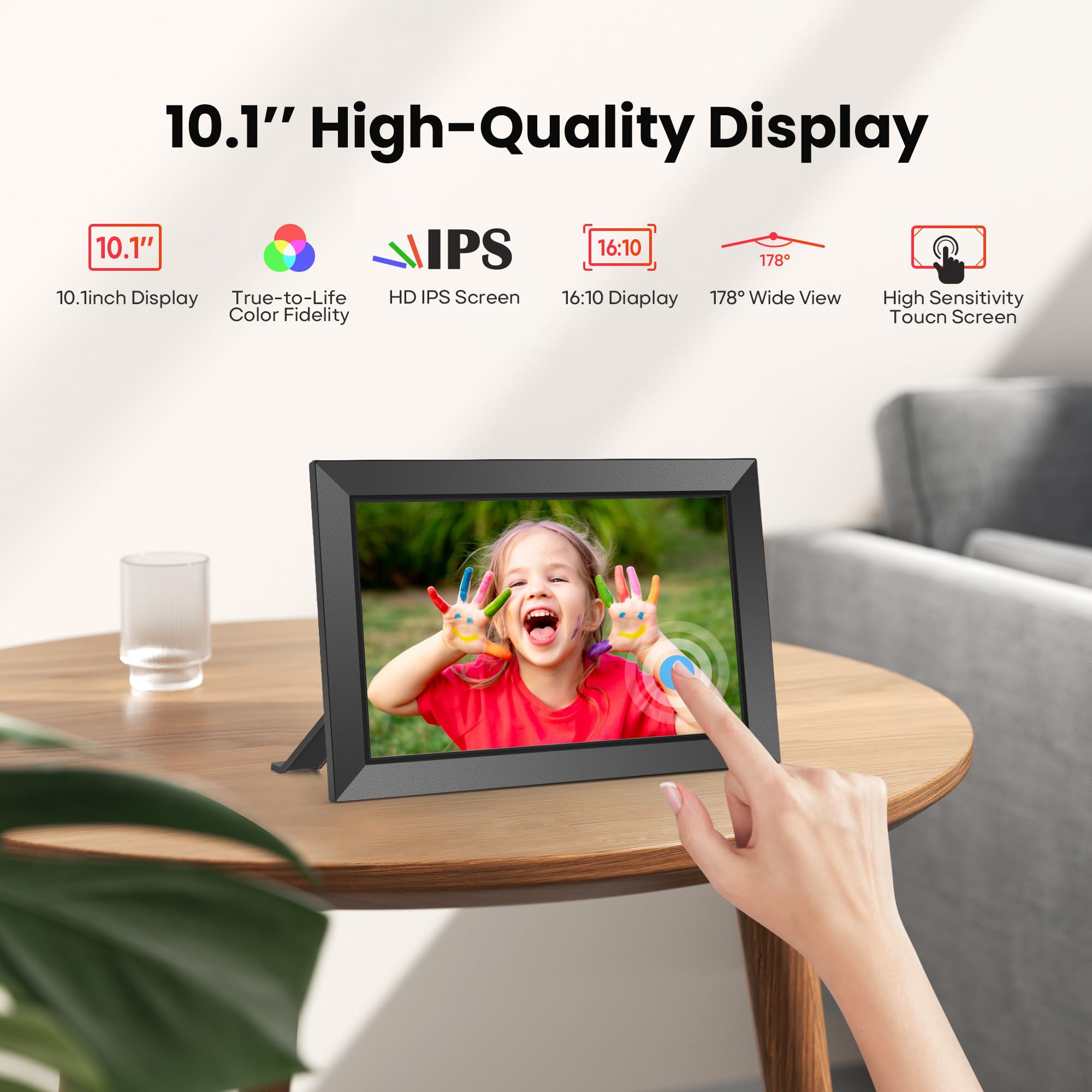 Frameo Cadre Photo Numérique WiFi 10,1" Écran Tactile HD IPS 32Go - Partage Instantané App