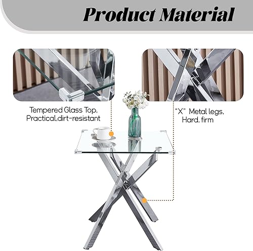 Miniatura 6 de Juego de mesa de sala de estar, mesa de centro de vidrio de 47 pulgadas y 2 mesas auxiliares, juego de mesa de centro de vidrio con mesa de vidrio