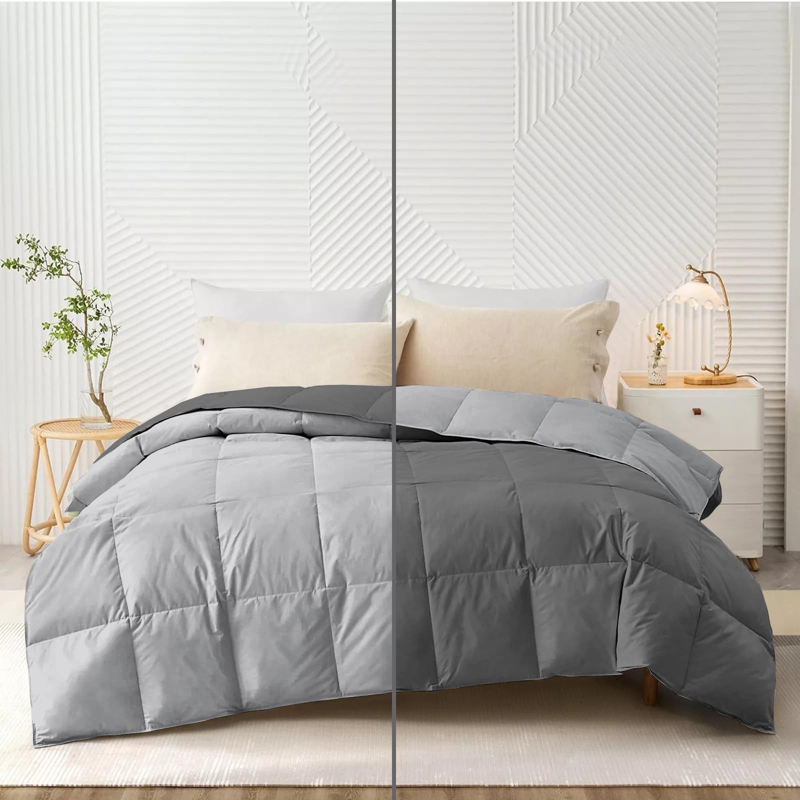 PURE ECO 100 GSM All Season Comforter Double Bed Comforter for Summer Super Soft Fluffy Microfibre Lightweight (90" X100" Inches) - Double Bed Comforter - Dark Grey/Silver Grey Color-image-35