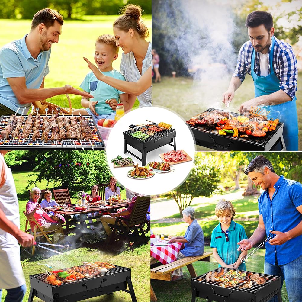 Petit Barbecue Pliable Portable Au Charbon - 45x30x23 Cm - Idéal Camping, Pique-Nique Et Jardin