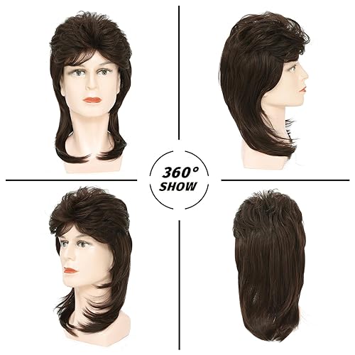 Miniatura 3 de Pelucas de salmonete para hombre, Joe Dirt, peluca emo, disfraces de los años 80, accesorio de fiesta de disfraces, peluca de cosplay, Halloween Man