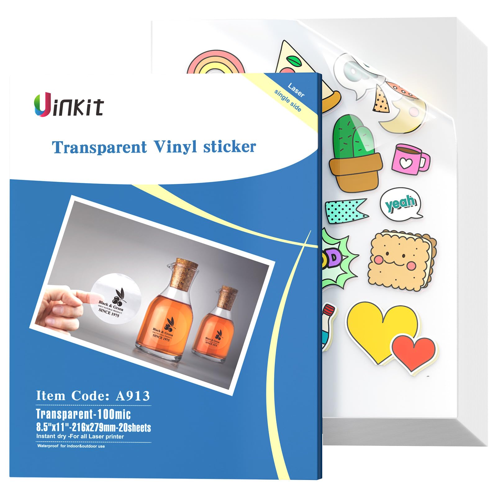 Amazon.com : Uinkit Printable Clear Sticker Waterproof