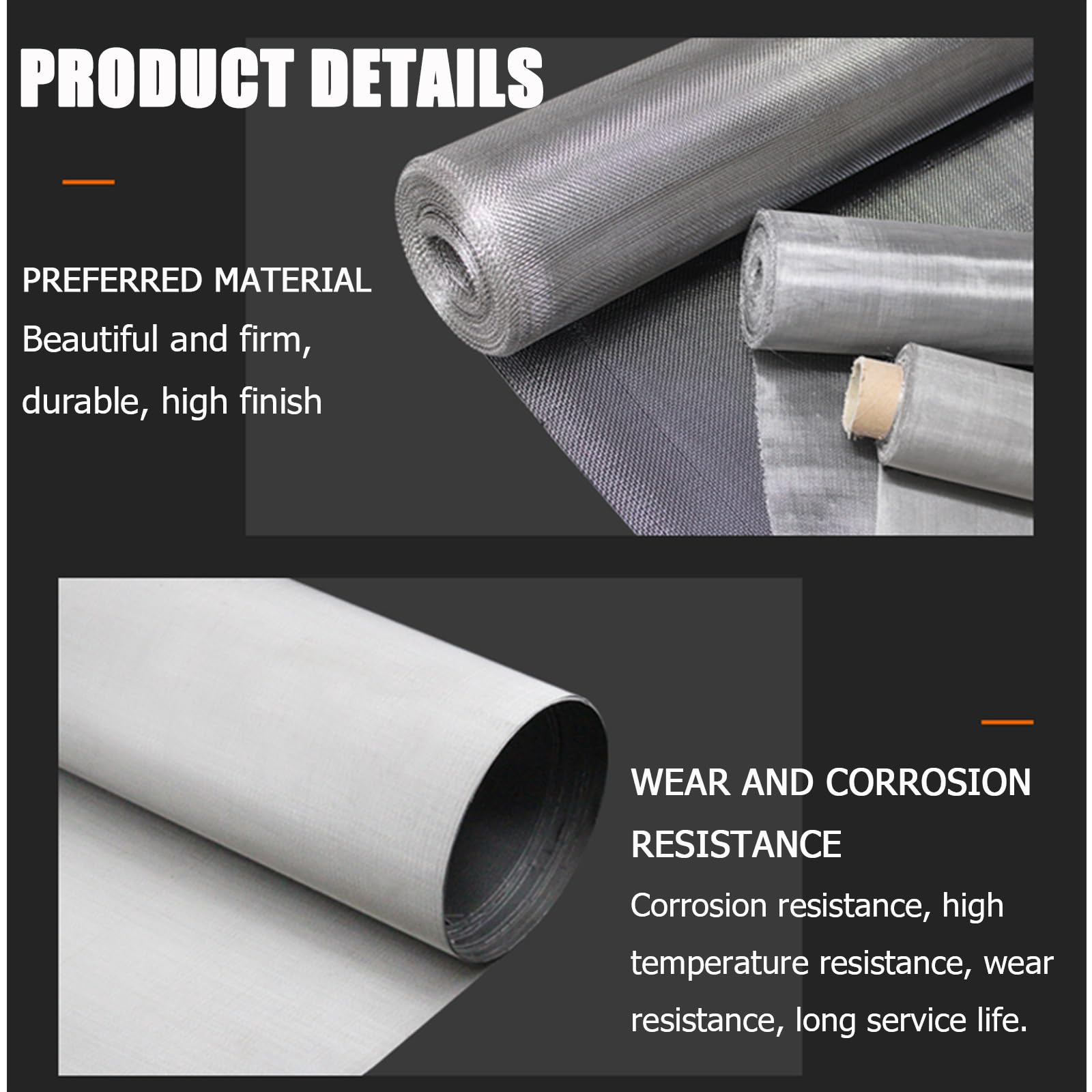 304 Edelstahl-Drahtgitter-Rolle, 20–30 Maschen, silberfarben, 1 x 1 m, korrosionsbeständig, ideal für DIY-Projekte, Filtration und Gartengebrauch.