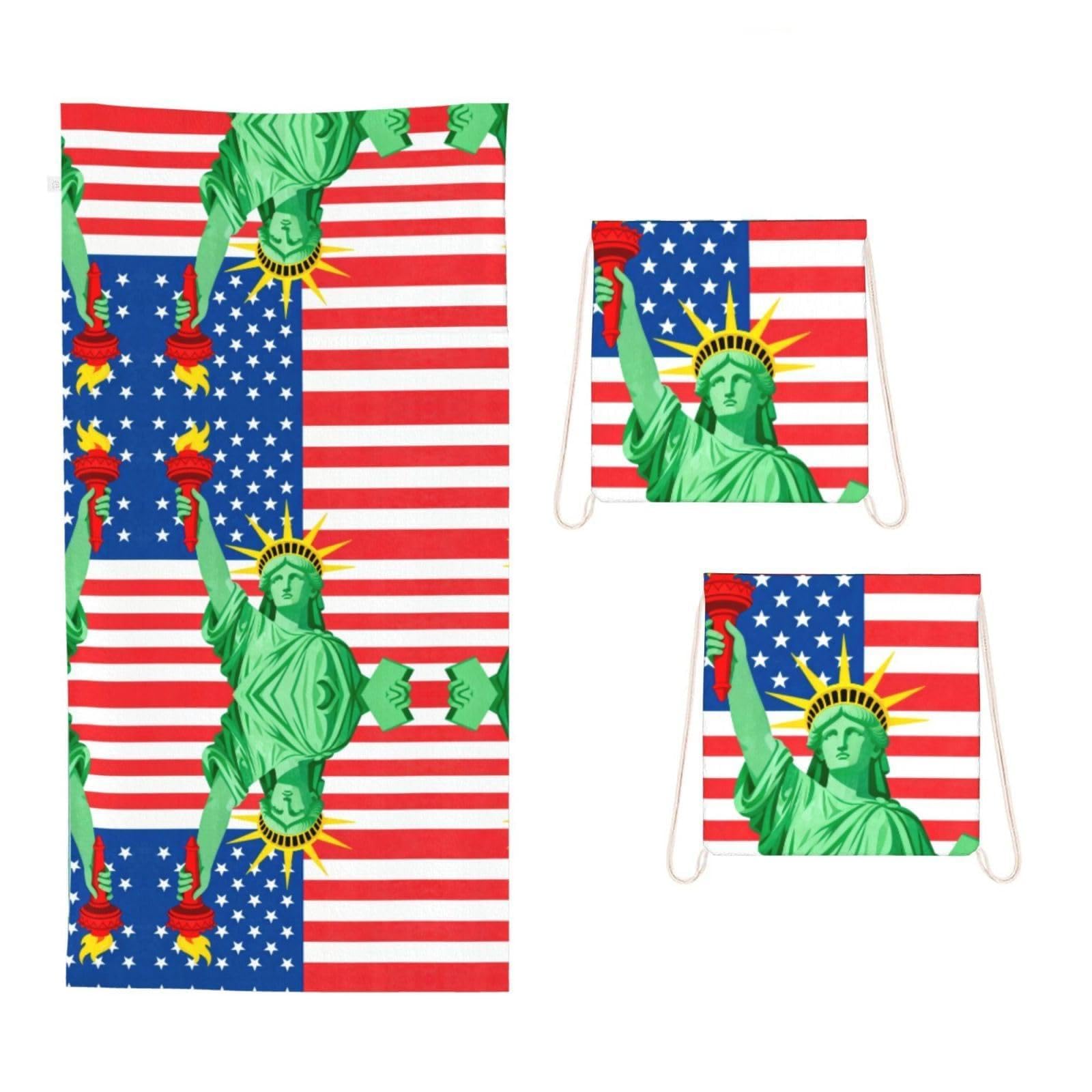 CNTDBU Statue 2 in 1 Packable Towel Bag-Large Beach Towel with Stuff Sack, Super Absorbent Microfiber Travel Towel for Pool