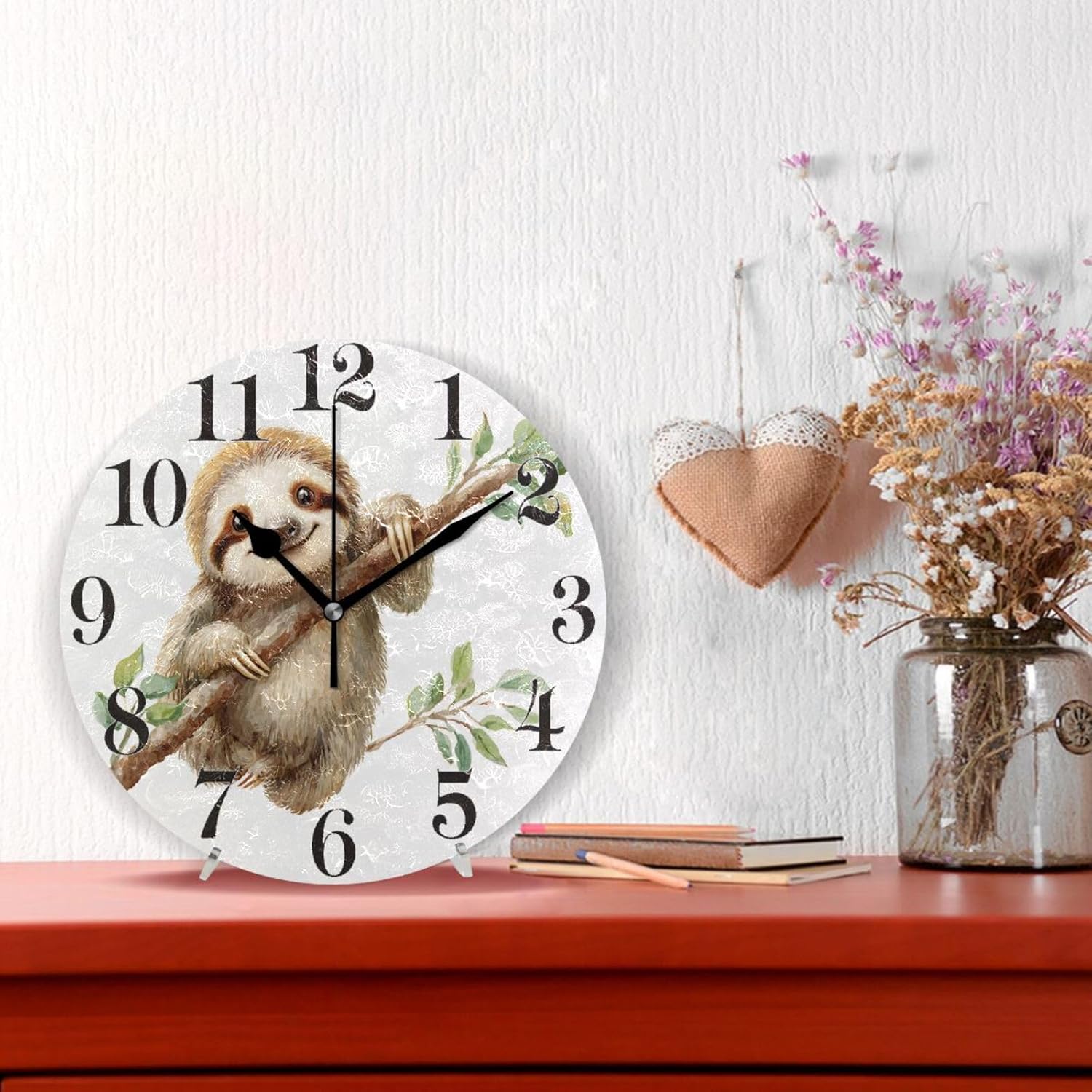 Cute Sloth Wall Clock Silent Non Ticking Round Clock Easy to Read image 2