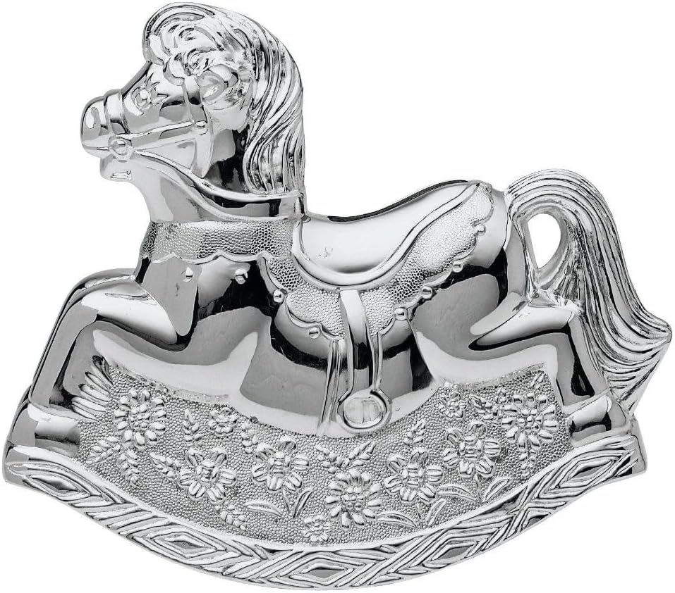 Christening Gifts. Girls Silver Rocking Horse Money Box