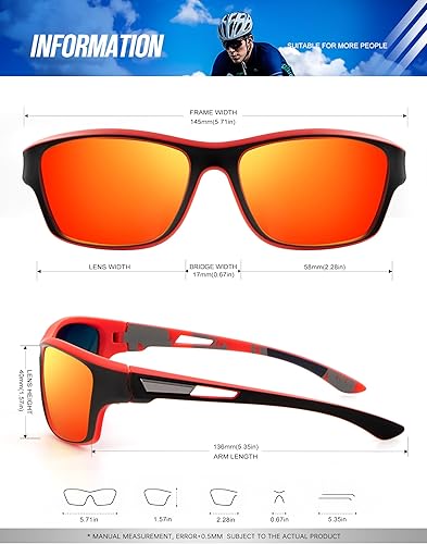 Miniatura 5 de KALIYADI Gafas de sol polarizadas para hombre, gafas de sol deportivas para conducir, ciclismo, pesca, con protección UV