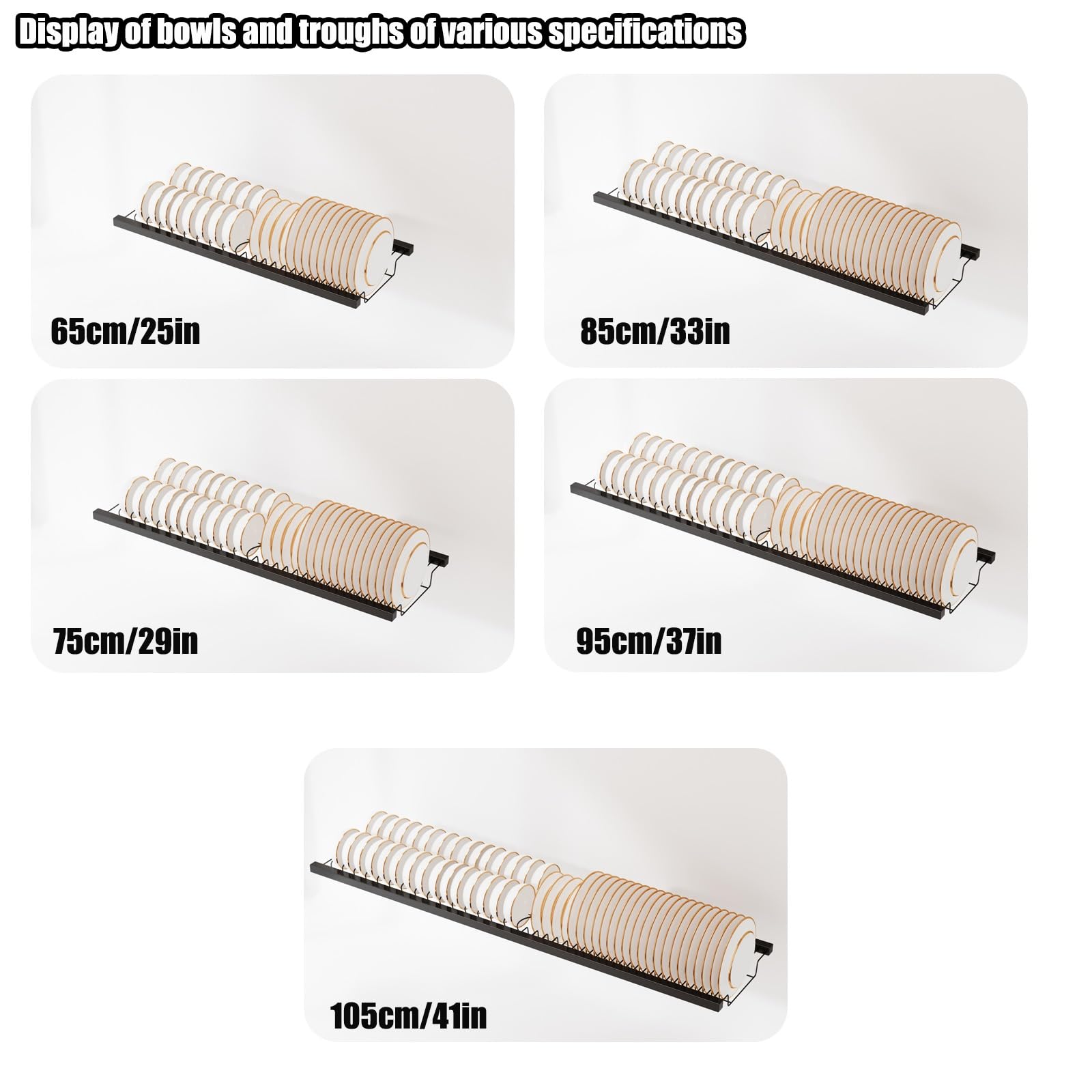 Abtropfgestell aus Metall für Küchenspüle, 3-stöckig, Organizer mit magnetischer Tür und Deckel, platzsparend, schwarz, 65 cm, langlebig und stilvoll