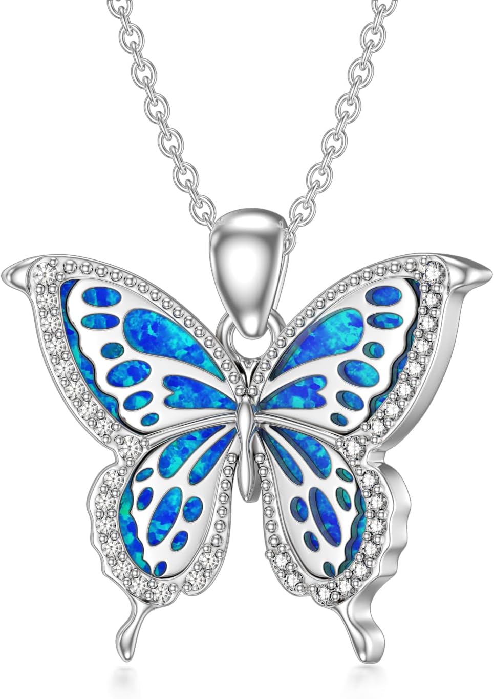 Blue Butterfly Necklace Sterling Silver Dainty Cute Butterfly Pendant Necklace S925 Butterfly Charm Jewelry Gift for Women