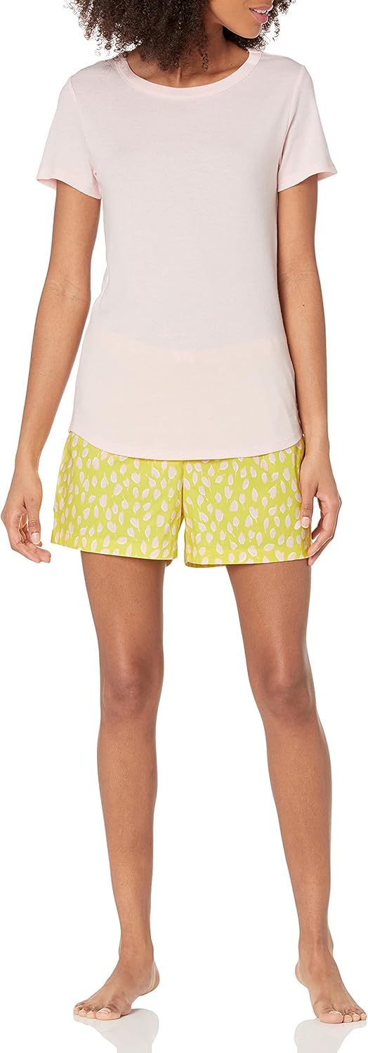 Amazon Essentials Women's Poplin Short and Sleep Tee Set