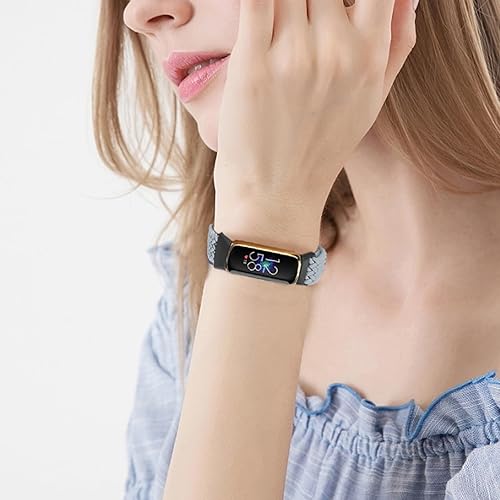 Miniatura 10 de LHXYUO Paquete de 4 correas deportivas trenzadas elásticas ajustables compatibles con Fitbit LuxeLuxe Special Edition, correas elásticas de bucle